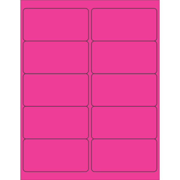 Tape Logic Permanent Labels, LL178PK, Rectangle, 4in x 2in, Fluorescent Pink, Case Of 1,000