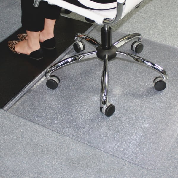 ES Robbins Sit-Or-Stand Dual-Purpose Chair Mat, 36inH x 53inW x 3/16inD, Clear