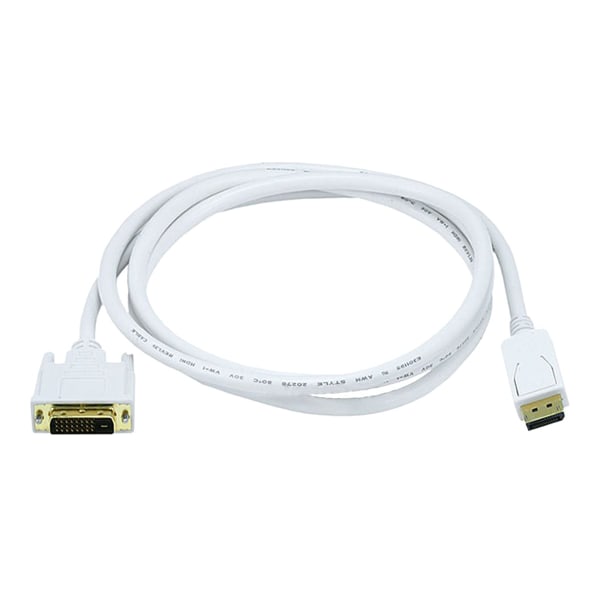 Monoprice 6ft 28AWG DisplayPort To DVI Cable, 6ft, White