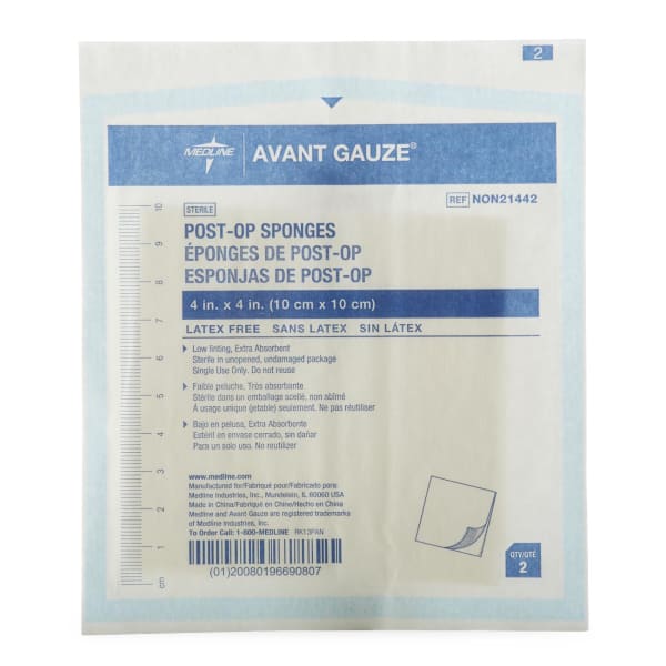 Medline Post-Op Sterile Gauze, 4in x 4in, White, Case Of 1,200