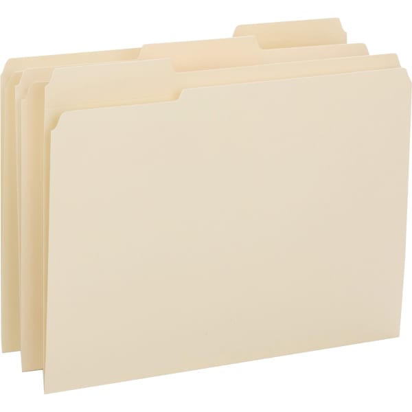 Business Source 1/3-Cut Tab File Folders, 3/4in Expansion, Letter Size, Manila, Box Of 50 Folders