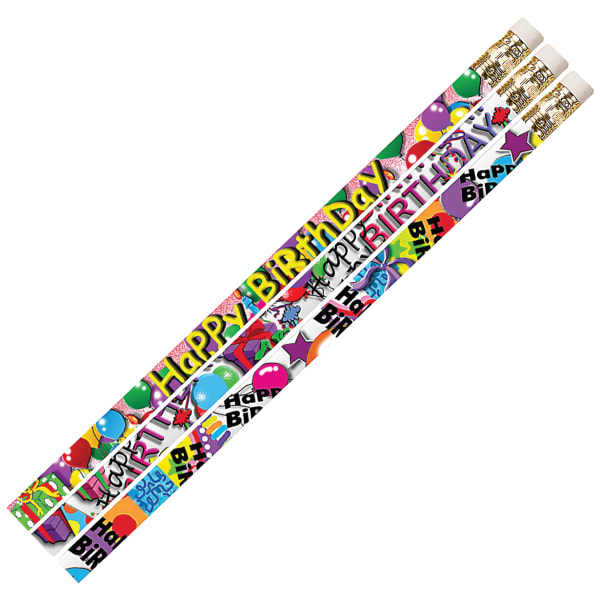 Musgrave Pencil Co. Motivational Pencils, 2.11 mm, #2 Lead, Birthday Supreme, Multicolor, Pack Of 144