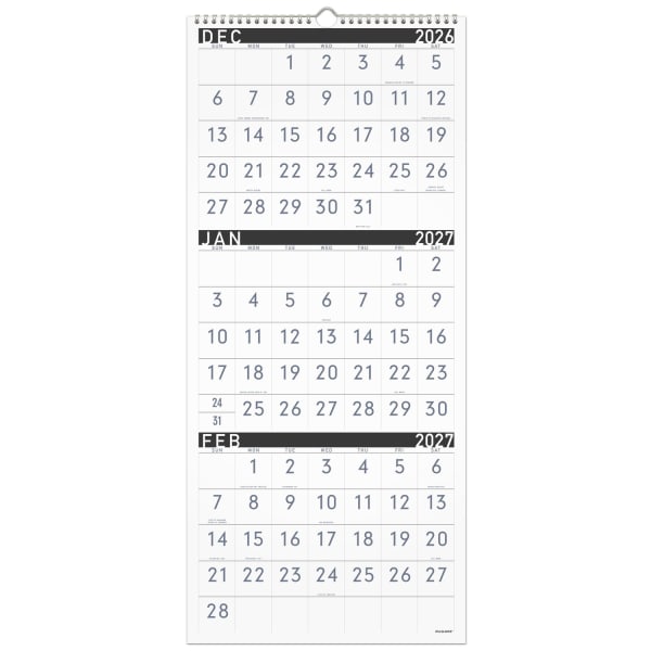 AT-A-GLANCE Contemporary 2027 Three Month Reference Wall Calendar, Large, 12in x 27in