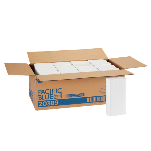 Pacific Blue Select by GP PRO, 1-Ply, Multifold Towels, 9.2in X 9.4in, 40% Recycled, White, 250 Sheets per Pack, 16 Packs Per Case