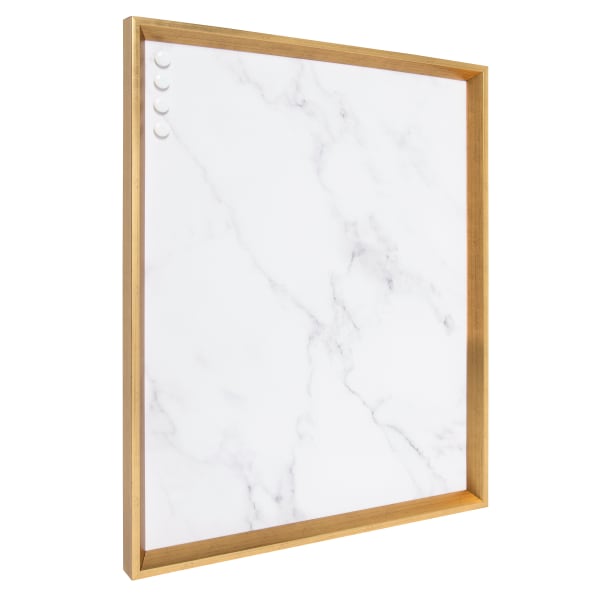 Kate and Laurel Calter Magnetic Decorative Memo Board, Canvas, 21-1/2in x 27-1/2in, Marble, Gold Plastic Frame
