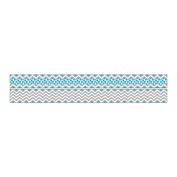 Barker Creek Double-Sided Straight-Edge Border Strips, 3in x 35in, Chevron Gray And Blue, Pack Of 12
