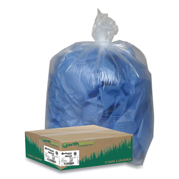 Earthsense Commercial Liners Linear Low Density Clear Recycled Can Liners, 23 gal, 1 mil, 28.5in x 43in, Clear, 150/Carton