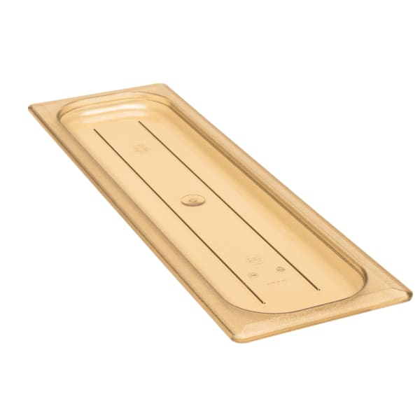 Cambro Camwear 1/2 H-Pan Long Food Pan Lids, Amber, Set Of 6 Lids