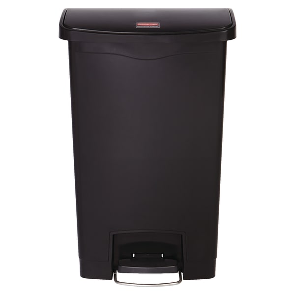 Rubbermaid Slim Jim Step-On Resin Front Step Wastebasket, 13 Gallons, Black