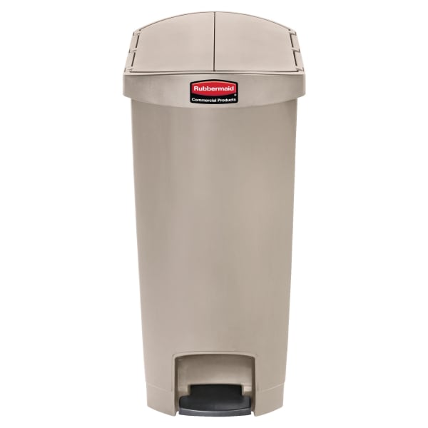 Rubbermaid Slim Jim Step-On Resin End Step Wastebasket, 13 Gallons, Beige
