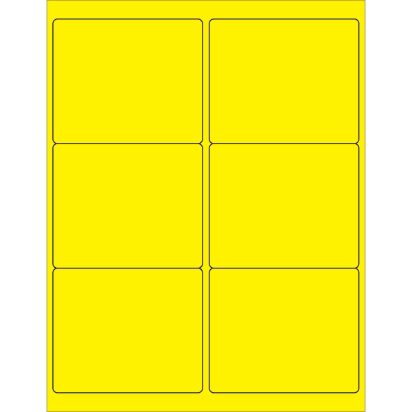 Tape Logic Permanent Labels, LL180YE, Rectangle, 4in x 3 3/8in, Fluorescent Yellow Case Of 600