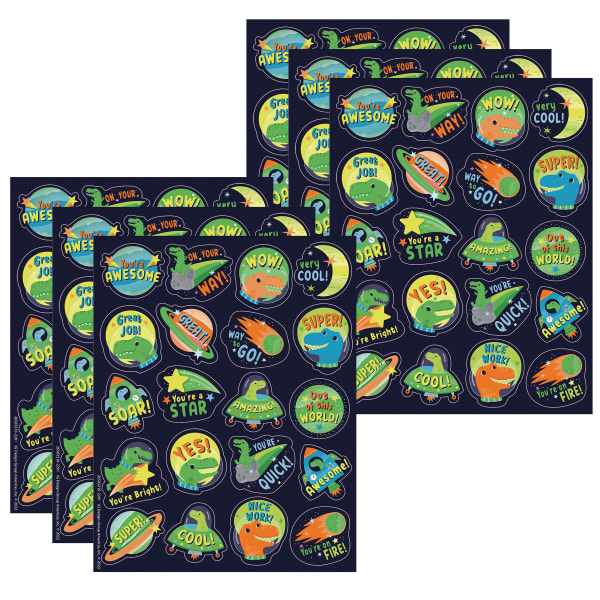 Eureka Scented Stickers, Medium, Dinosaur Breath, 80 Stickers Per Pack, Bundle Of 6 Packs