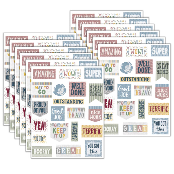 Teacher Created Resources Stickers, 2-1/2in x 1/2in, Classroom Cottage, 120 Stickers Per Pack, Bundle Of 12 Packs