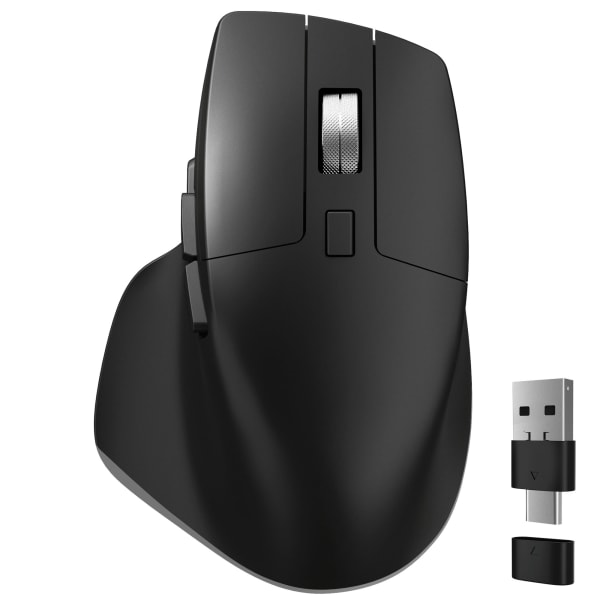Delton S18 Ergonomic Wireless Mouse With USB-A/USB-C Dongle, Black