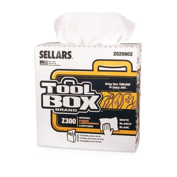 TOOLBOX Z300 Pop-Up Wipers, 1-Ply, 8.5 x 16.5, White, 8/Carton