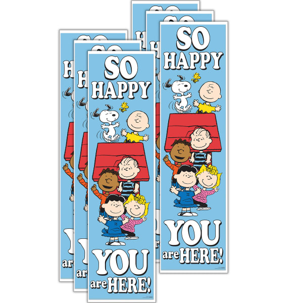 Eureka Peanuts So Glad You Are Here! Vertical Banners, 12in x 45in, Bundle Of 6 Banners