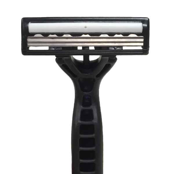 Medline Triple-Blade Facial Razors With Lubrication Strip, Pack Of 500