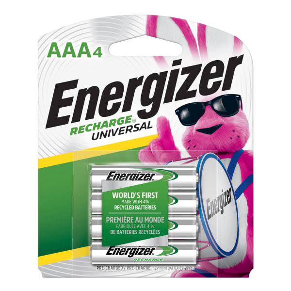 Energizer Rechargeable NiMH AAA Batteries, Pack Of 4