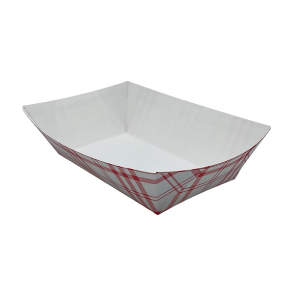 Empress Food Trays, 17-1/2inH x 11-3/16inW x 11/16inD, Red Plaid, 250 Trays Per Pack, Case Of 2 Packs