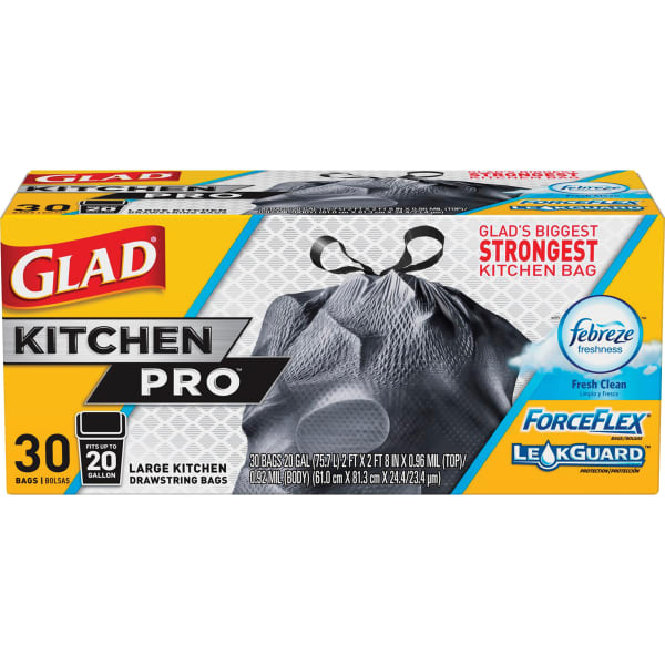Glad ForceFlexPlus XL X-Large Kitchen Drawstring Trash Bags - Fresh Clean with Febreze Freshness - Large Size - CLO78913