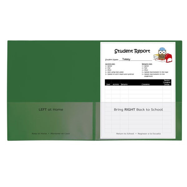 C-Line Classroom Connector School-To-Home Folders, 8-1/2in x 11in, Green, Box Of 25 Folders