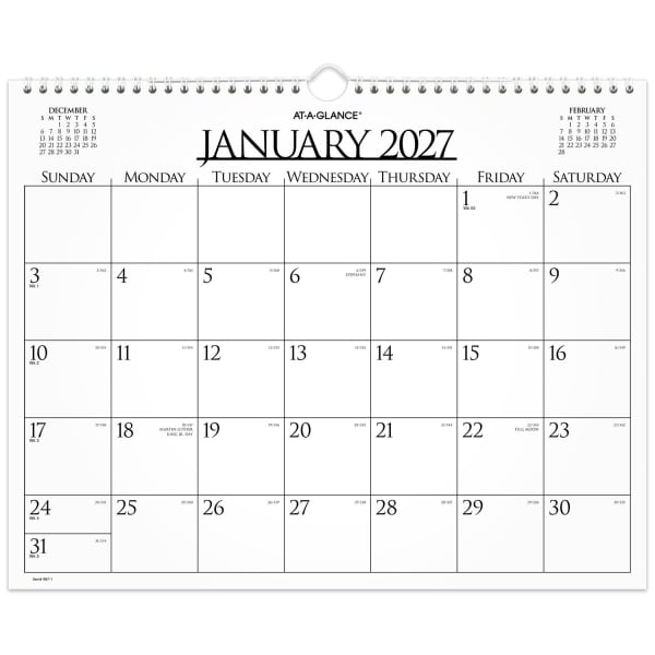 AT-A-GLANCE 2027 Business Monthly Wall Calendar, Medium, 15in x 12in