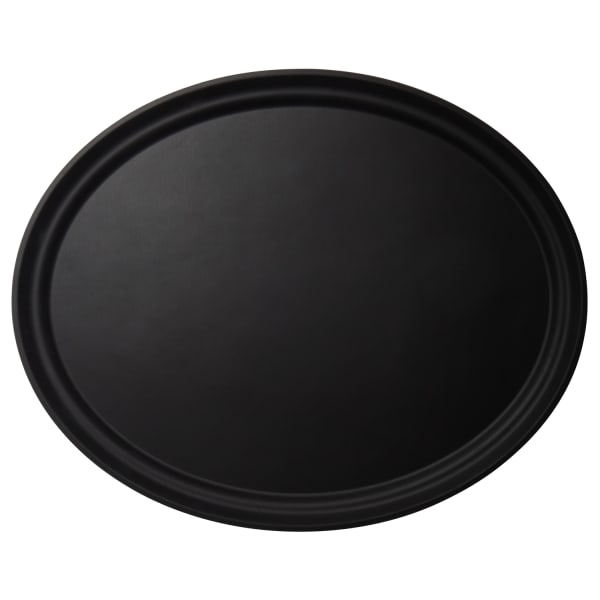 Cambro Camtread Oval Serving Trays, 29inW, Black, Pack Of 6 Trays