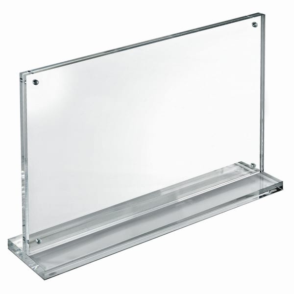 Azar Displays Acrylic Horizontal Slim Deluxe Block Frame, 10inH x 17inW x 3'D, Clear