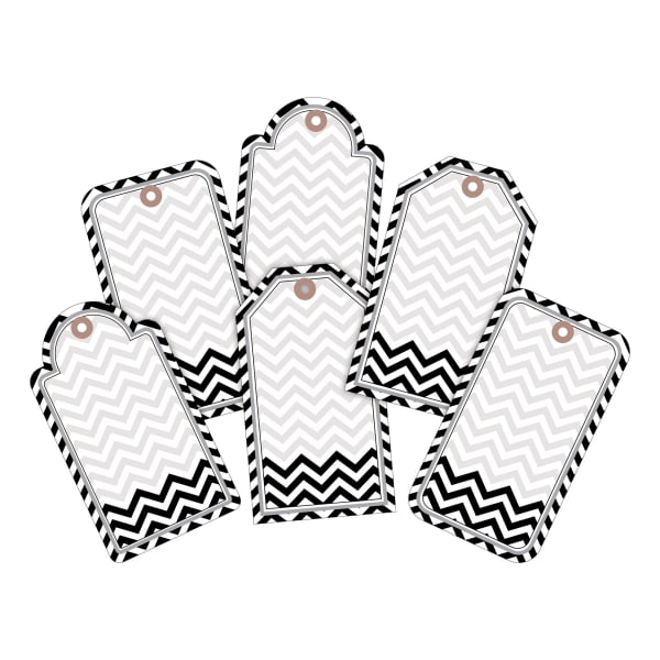 Barker Creek Accents, Double-Sided, Chevron Black/White, Pack Of 72