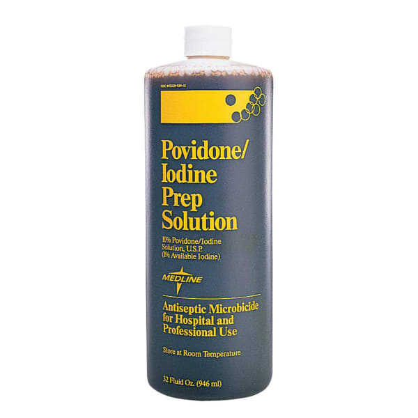 Medline Povidone Iodine Prep Solutions, 32 Oz, Pack Of 12