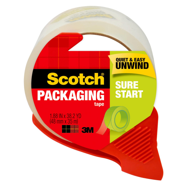 Scotch Sure Start Shipping Tape With Dispenser, 1-7/8in x 38.2 Yd., Clear
