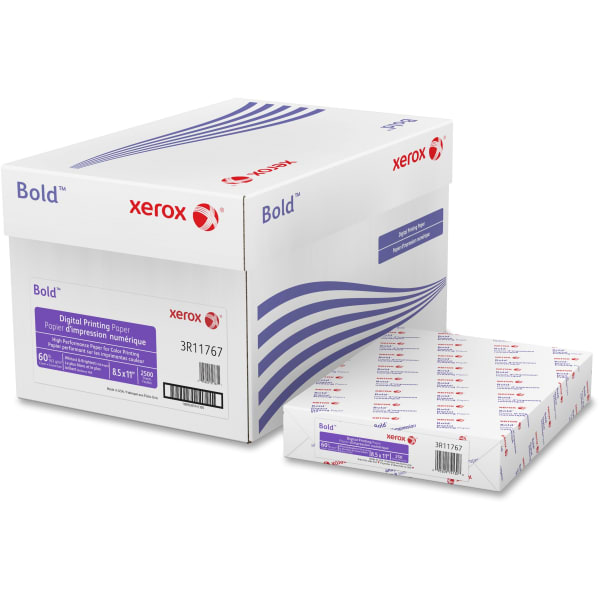 Xerox Bold Digital Multi-Use Printer & Copier Paper, 1 Ream, Letter Size (8 1/2in x 11in), Pack Of 250 Sheets, 100 (U.S.) Brightness, 60 Lb, White