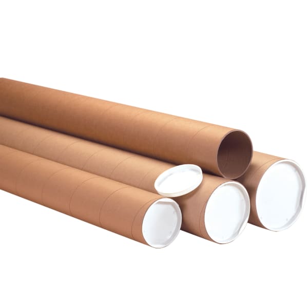 Partners Brand Heavy-Duty Mailing Tubes With Caps, 4in x 72in, Kraft, Case Of 12