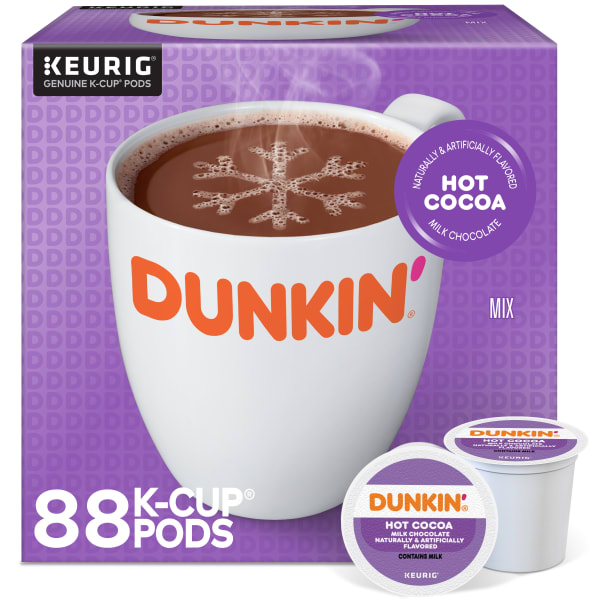 Dunkin Donuts Milk Chocolate Hot Cocoa Keurig Single Serve K-Cup Pods, 22 Pods Per Pack, Case Of 4 Packs