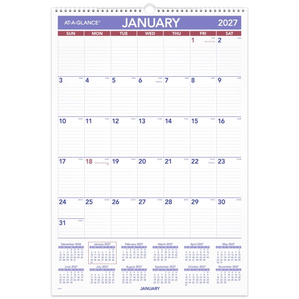 AT-A-GLANCE 2027 Monthly Wall Calendar, Large, 15 1/2in x 22 3/4in