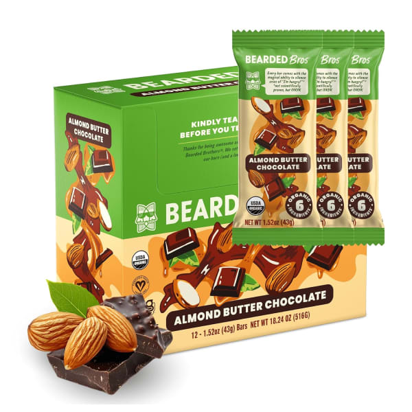 Bearded Brothers Almond Butter Chocolate Energy Bars, 1.52 Oz, Total Qty 12