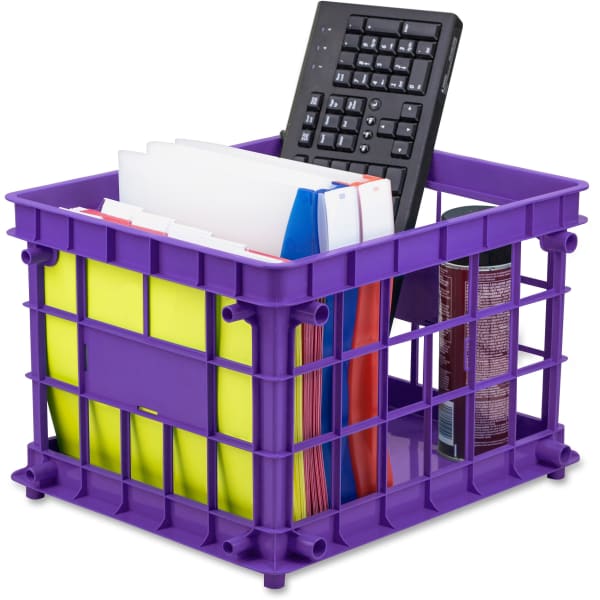 Storex Stackable Storage Crates, Medium Size,  11 2/10in x 14 3/10in x 17 3/10in, Assorted Colors, Set Of 3