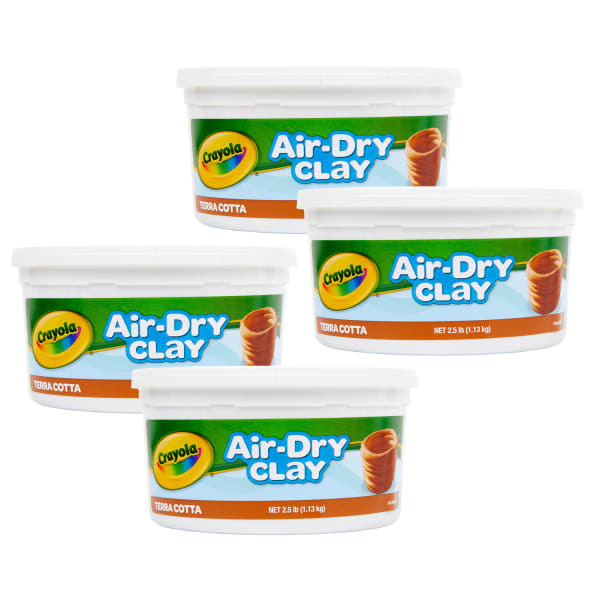 Crayola Air-Dry Clay, Terra Cotta, 2.5 lb Tub, Pack Of 4