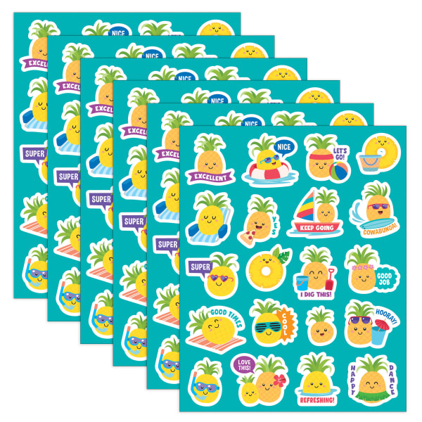 Teacher Created Resources Smelly Stickers, Pineapple, 120 Per Pack, Set Of 6 Packs