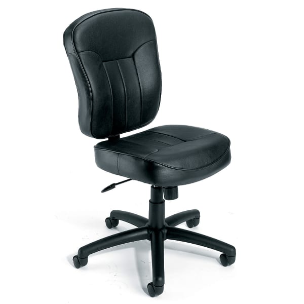 Boss Office Products LeatherPlus Mid-Back Multifunction Armless Task Chair, Black