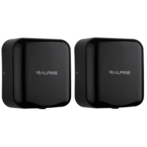 Alpine Industries Hemlock Commercial Automatic High-Speed Electric Hand Dryers, Black, Pack Of 2 Dryers
