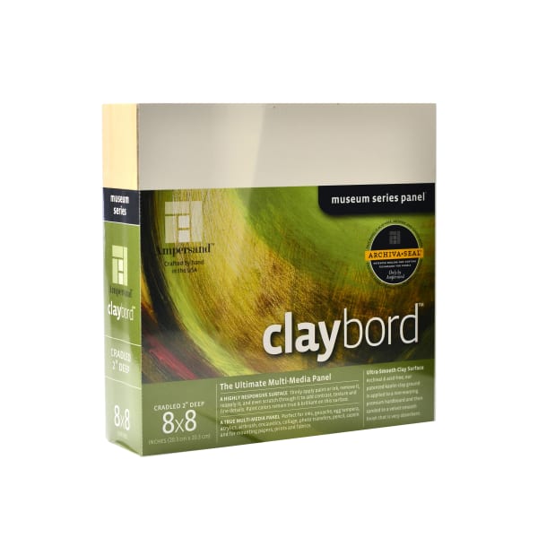 Ampersand Cradled Claybord, 8in x 8in, 2in, White