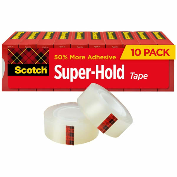 Scotch Super-Hold Tape, 3/4in x 1,000in, Clear, Pack Of 10 Rolls