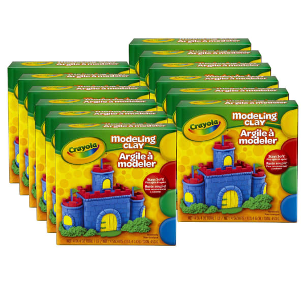 Crayola Modeling Clay, Assorted Colors, 1 Lb, Set Of 12 Boxes