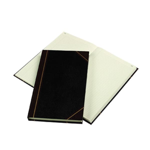 Rediform Texhide Cover Record Books with Margin - 300 Sheet(s) - Thread Sewn - 8.75in x 14.25in Sheet Size - Green Sheet(s) - Brown, Green Print Color - Black Cover - Recycled - 1 Each