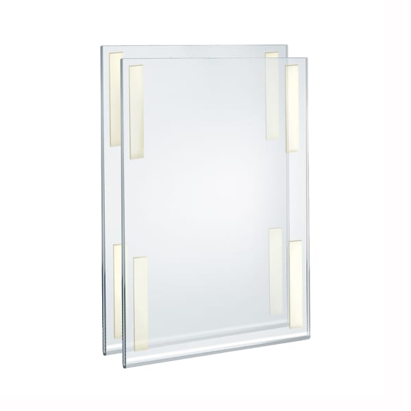Azar Displays Adhesive Acrylic Vertical U-Frame Sign Holders, 17inH x 11inW x 1/4inD, Clear, Pack Of 2 Sign Holders