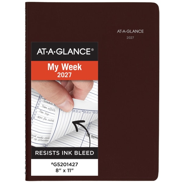 AT-A-GLANCE DayMinder 2027 Weekly Appointment Book Planner, Burgundy, Large, 8in x 11in