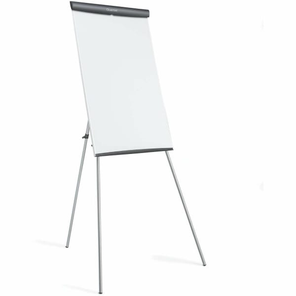Quartet Melamine Presentation Easel, Whiteboard/Flipchart, 3ft x 2ft, Gray Frame - 36in (3 ft) Width x 24in (2 ft) Height - White Melamine Surface - Silver Graphite, Gray Frame - Magnetic - Adjustable, Rubber Feet, Sturdy, Durable - 1 Each