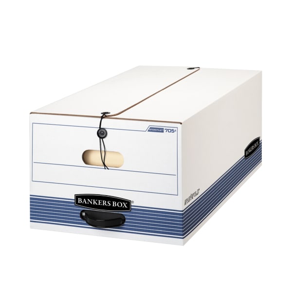 Bankers Box Stor/File Standard-Duty Storage Boxes With Locking Lift-Off Lids And Built-In Handles, Legal Size, 24in x 15in x 10in, 60% Recycled White/Blue, Case Of 3