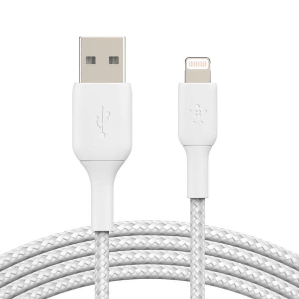 Belkin Lightning-To-USB-A Braided Cable, 3.3 ft/1M White